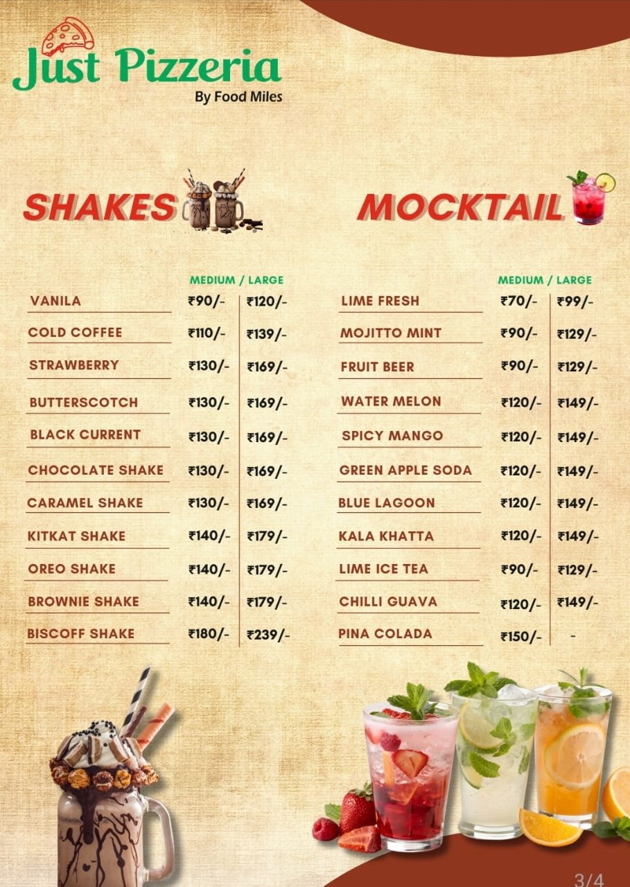 Shakes Menu